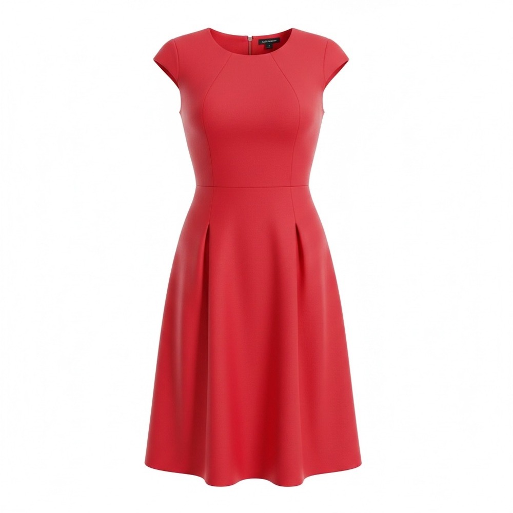 Liz Claiborne Red Cap Sleeve Fit and Flare Dress Plus Size 18 Pleated A-Line
